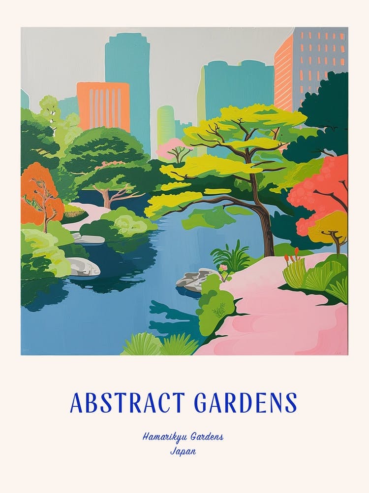 Colourful Gardens Hamarikyu Gardens Japan 1 Blue Poster