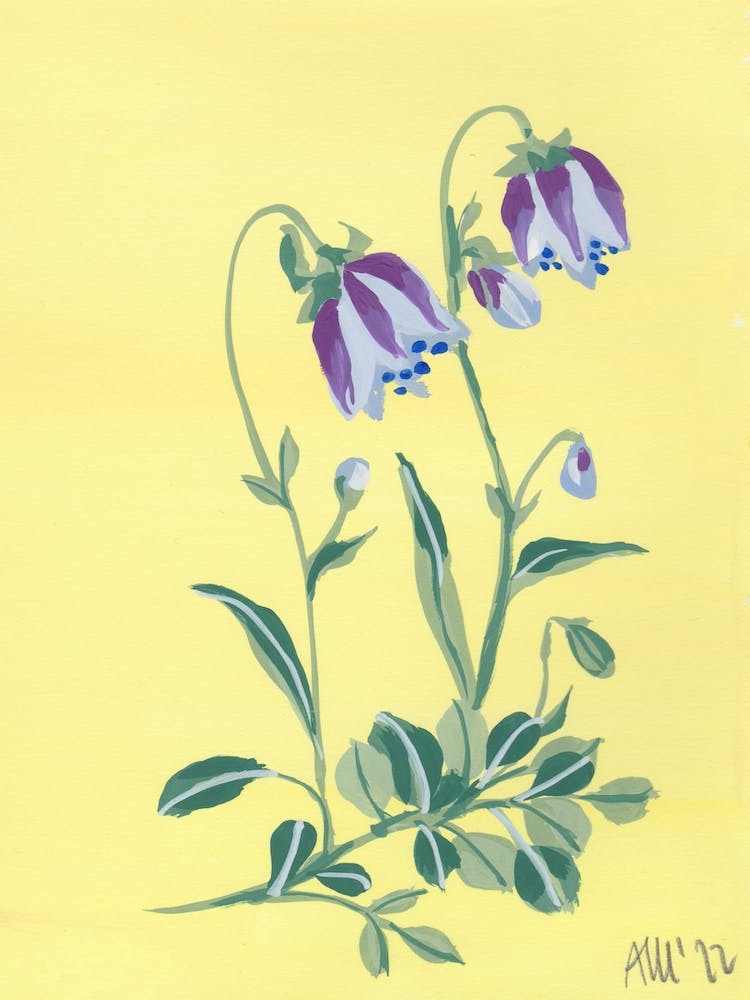 Little Violet Bells On Yellow