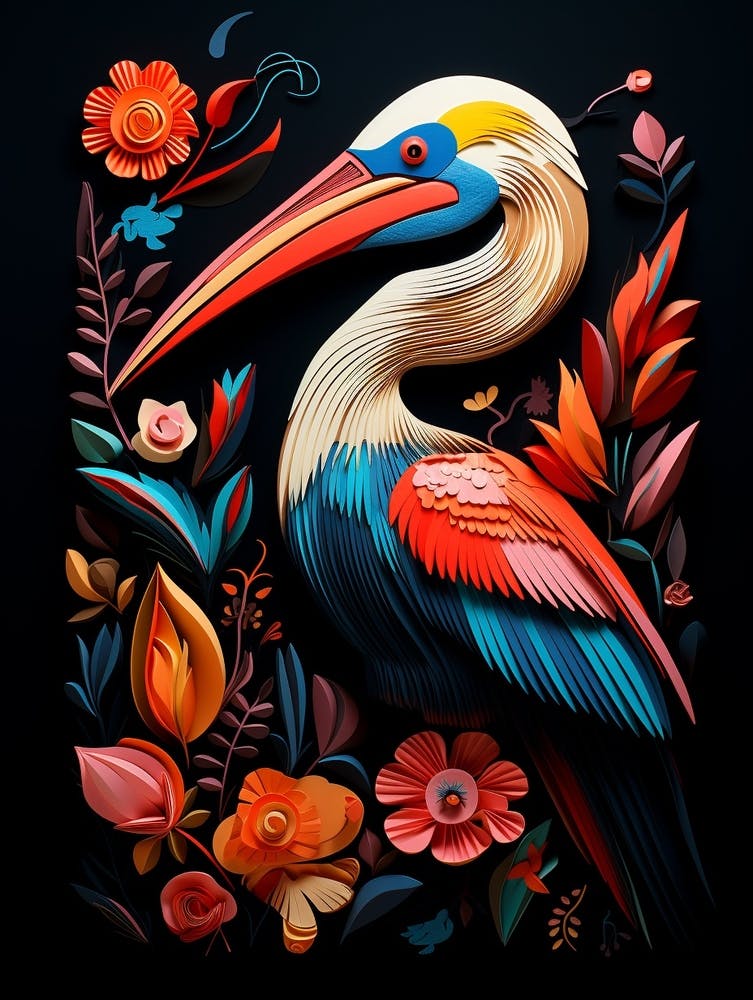 Folk Bird Illustration Brown Pelican 1