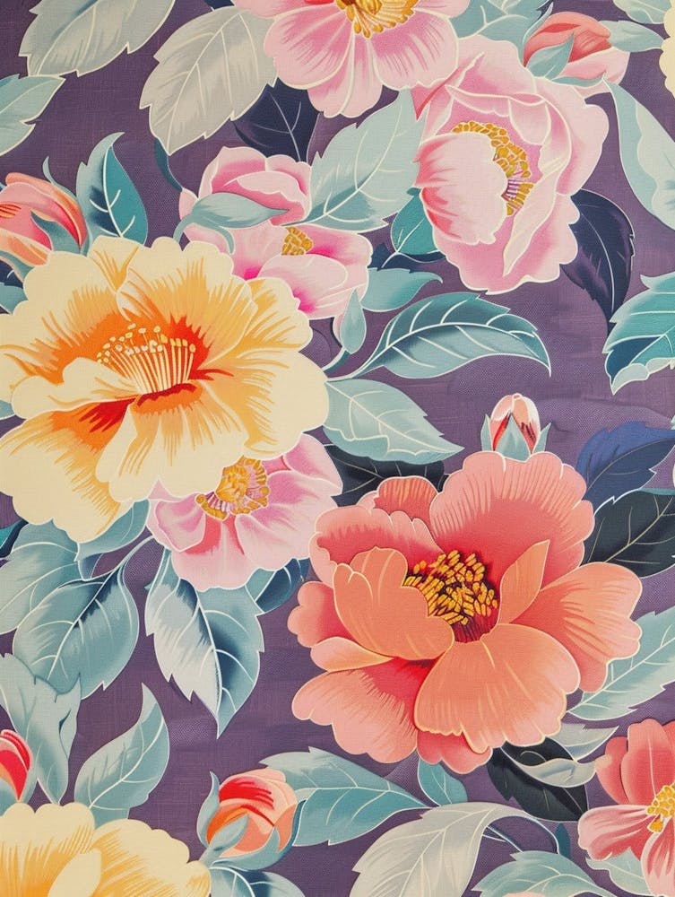 Sanderson Flowers Pattern Wallpaper With Pastel Colors