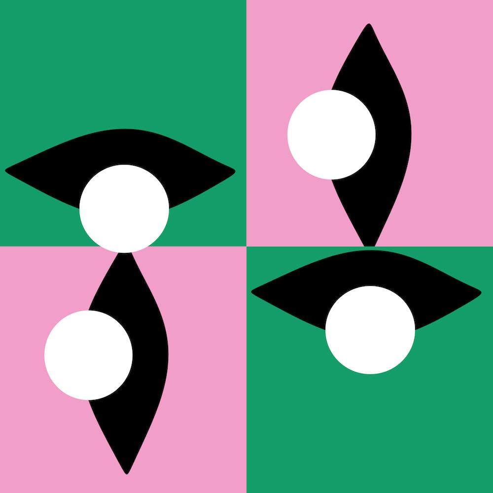 Vintage Checkered Green and Pink Eye