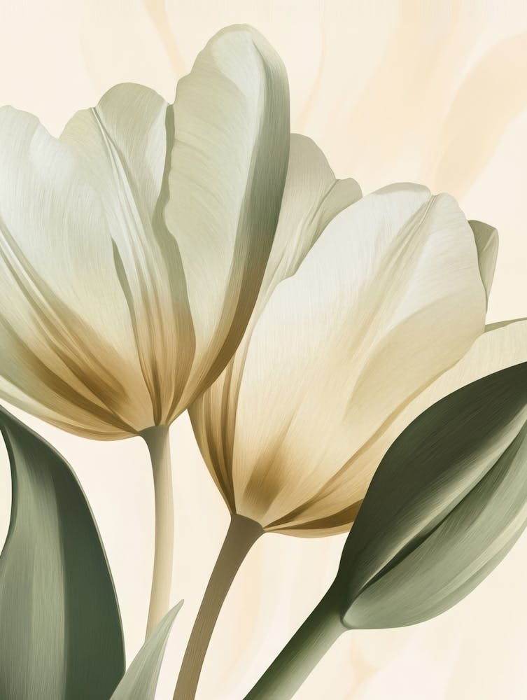 Green Beige Close Up Petals 13