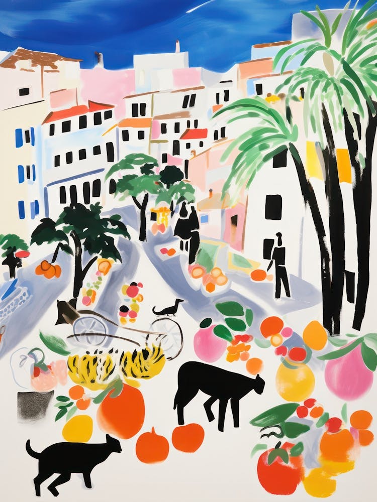 Der Lebensmittelmarkt in Positano 4 Illustration