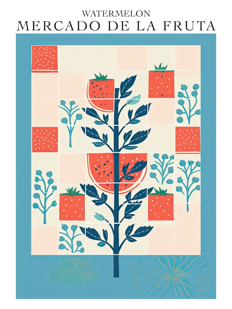 Mercado De La Fruta Watermelon Illustration 2 Poster
