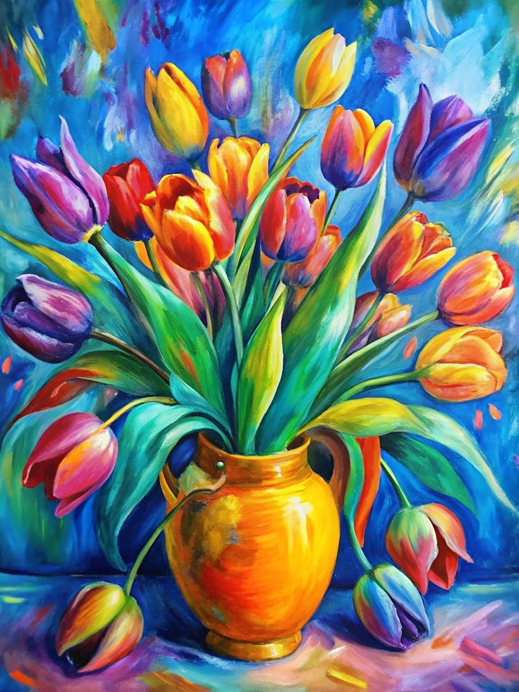 Tulips In A Yellow Vase Living Room (5)