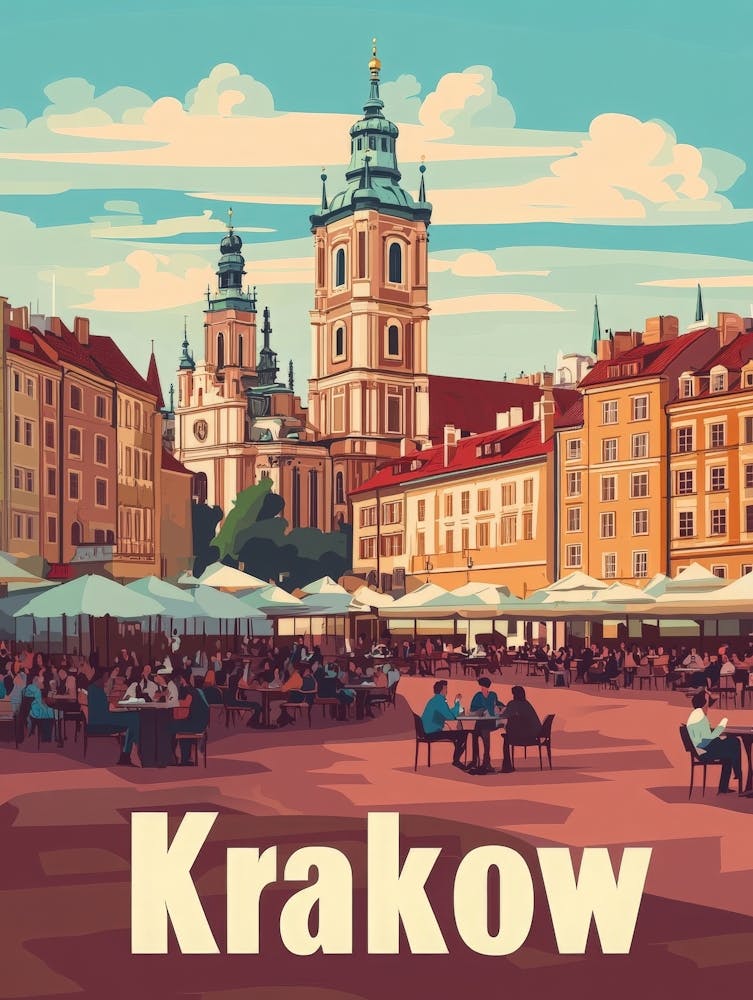 Aihrgdesign A Classic 1960s Travel Poster For Krakow