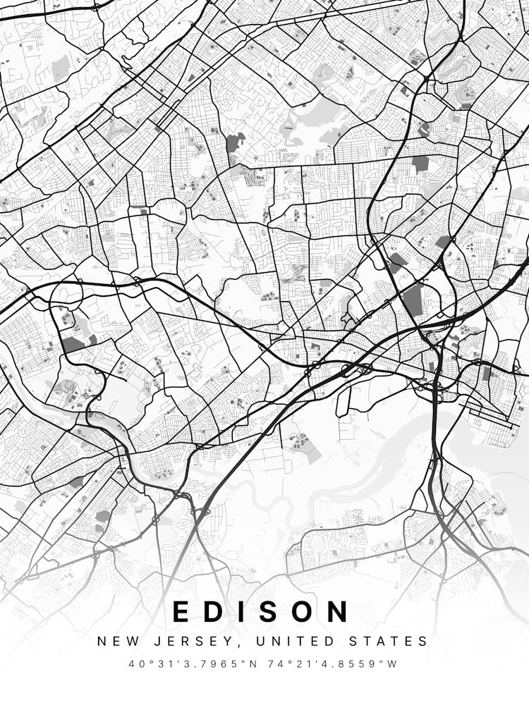 Edison New Jersey United States White Map