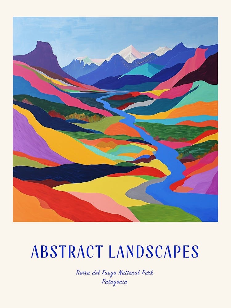 Colourful Abstract Tierra Del Fuego National Park Patagonia 3 Poster Blue