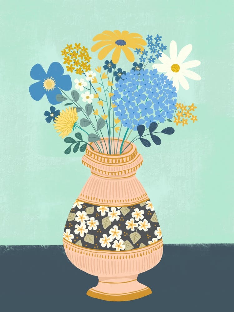 Flowers In Blue And Yellow