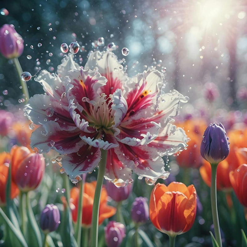 Water Drops On Tulips