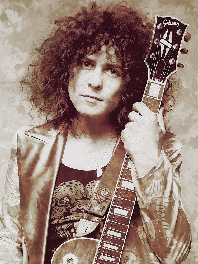 Marc Bolan Music Legend Digital Oil Painting Vintage