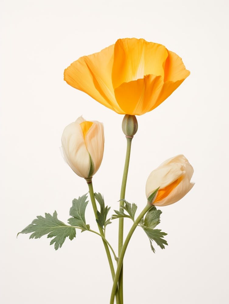 Pressed Wildflower Botanical Art California Poppy 1