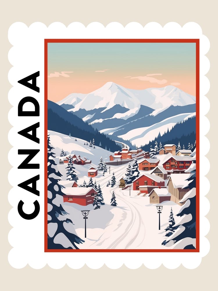 Retro Winter Stamp Poster Whistler Canada