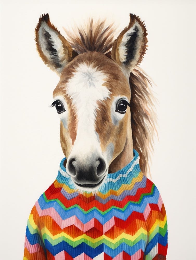 Baby Animal Wearing Sweater Horse 3
