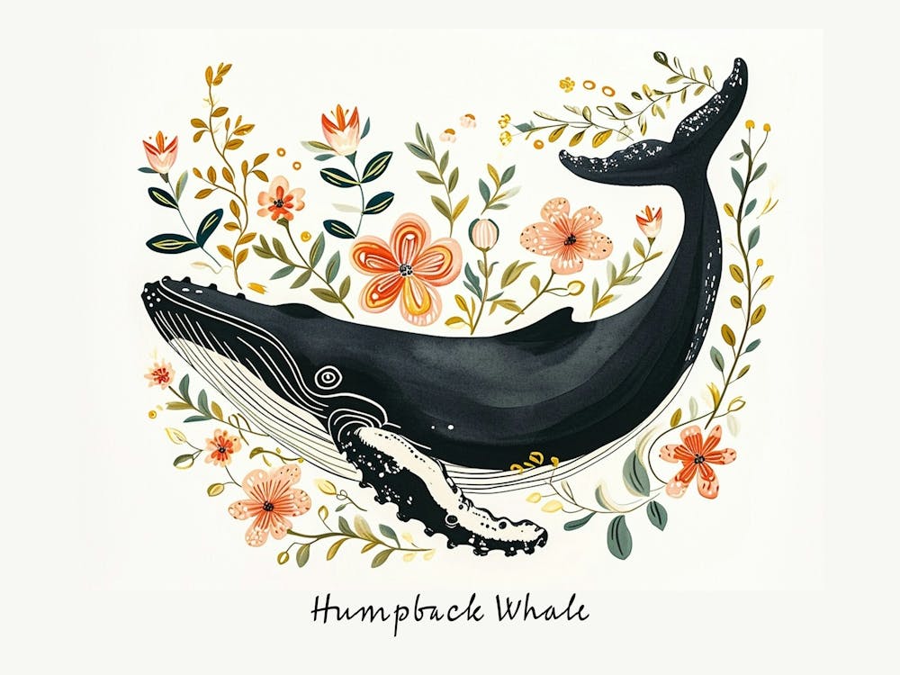 Little Floral Humpback Whale 3 Poster