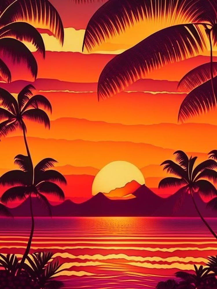 Hawaii Retro Sunset 1