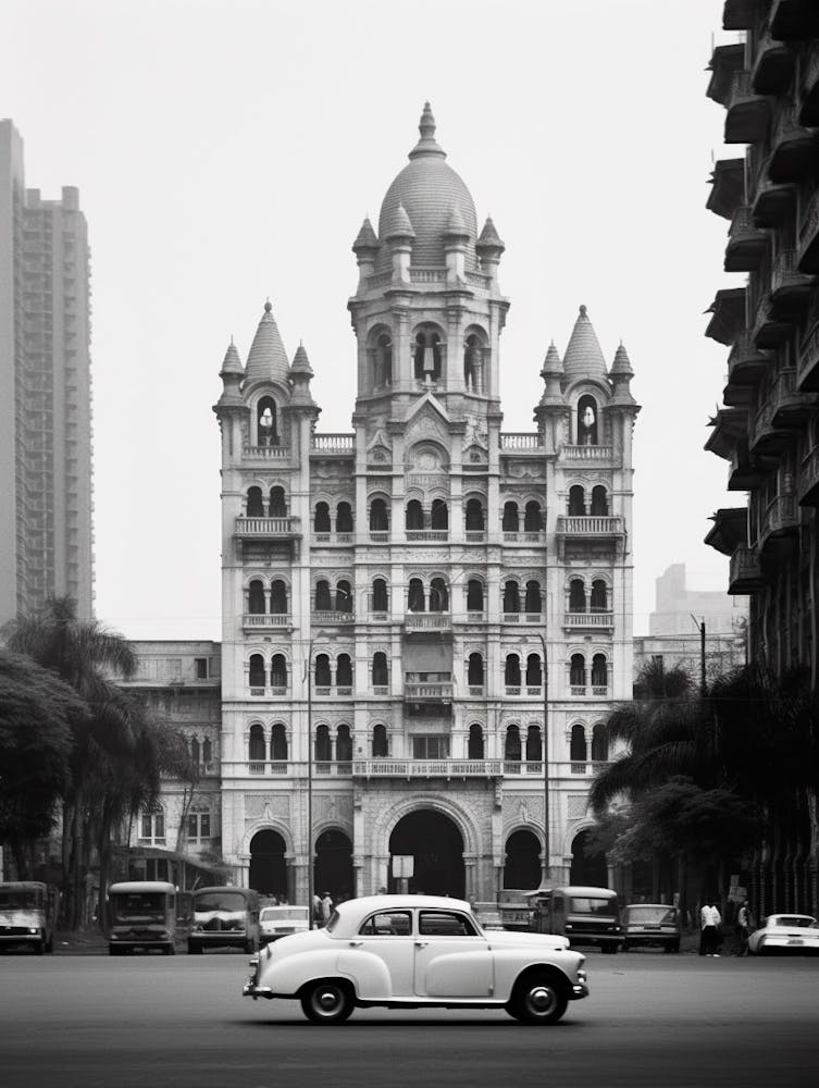 Mumbai, India, Black And White Old Photo 4