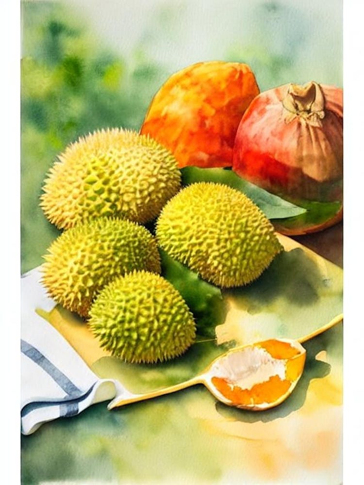 Durian Italian Watercolour fruit