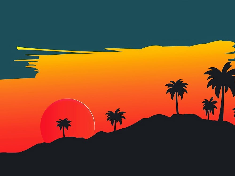 Sunset With Palm Trees