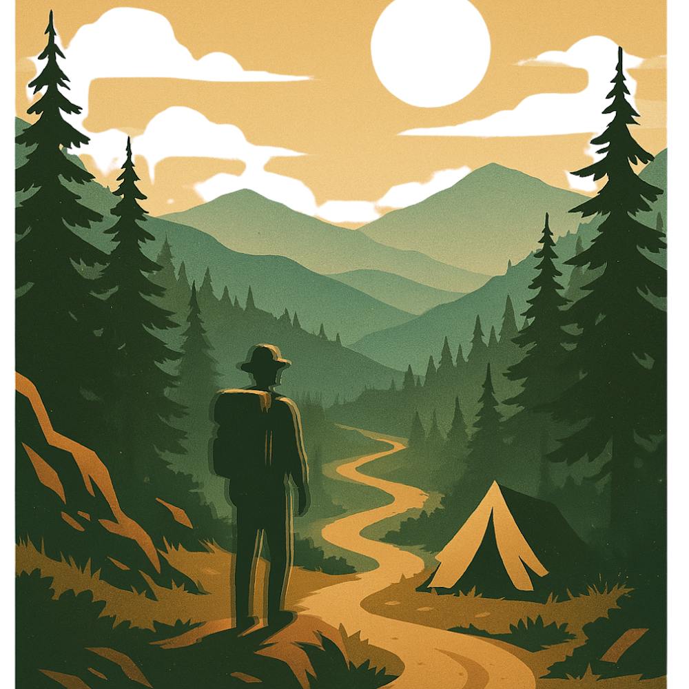 Man Hiking In The Forest - Follow The Trail