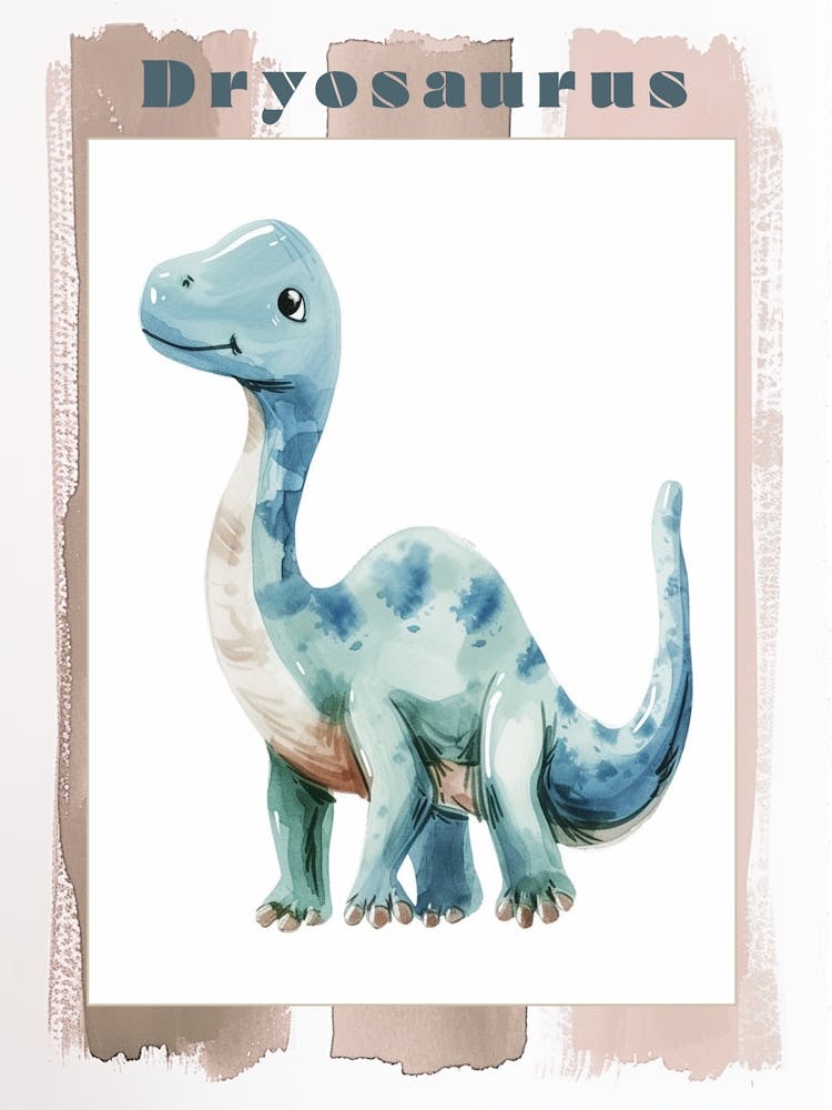 Blue Pastel Dryosaurus Dinosaur 1 Poster
