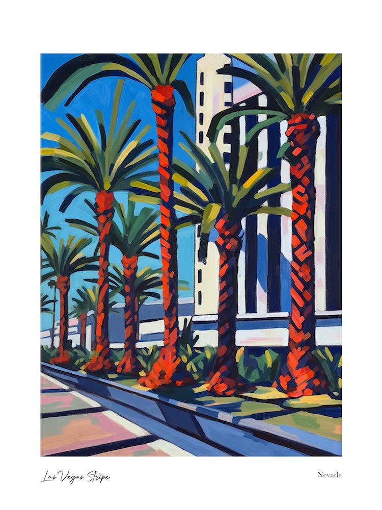 Las Vegas Stripe Nevada Matisse Style 4 Watercolour Travel Poster