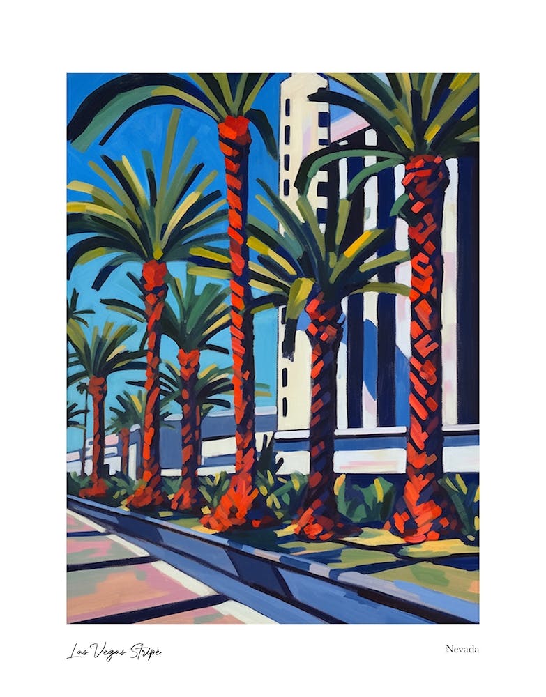 Las Vegas Stripe Nevada Matisse Style 4 Watercolour Travel Poster