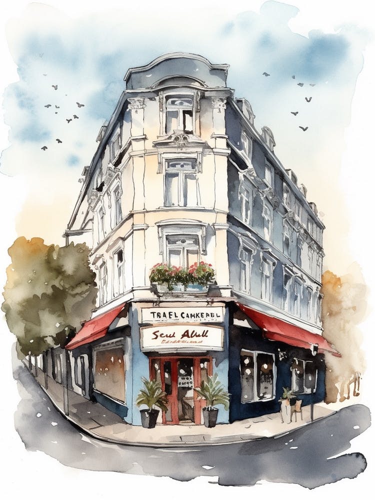 Parnell Auckland Neighborhood, Watercolour 1