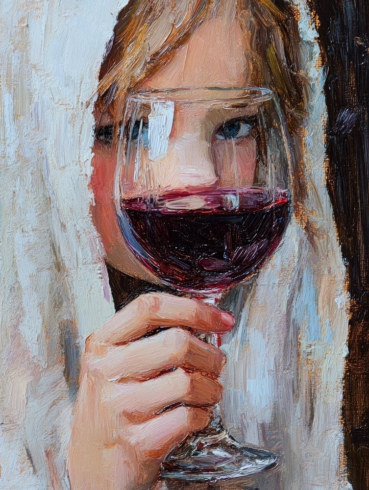Girl With A Glass Of Wine 1