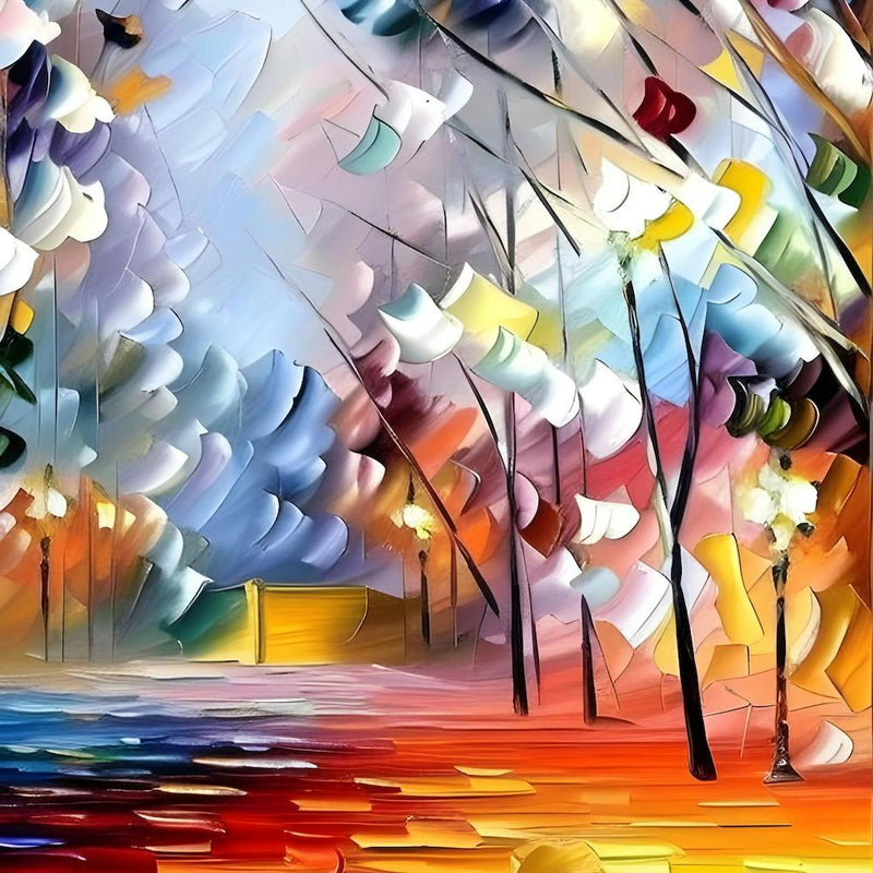 Colourful Abstract Painting of a Street in the Rain - Whatever The Weather 3