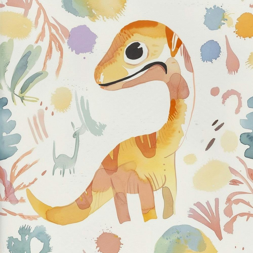 Cute Muted Pastels Deinonychus Dinosaur   1
