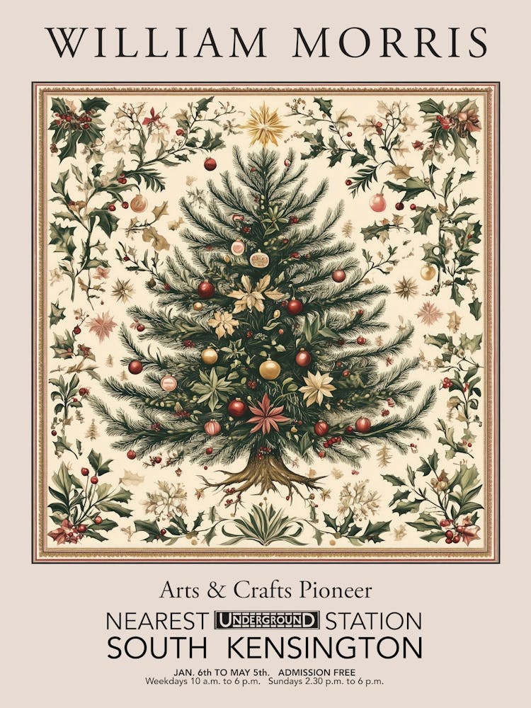 William Morris Prints Christmas Tree Of Life Bright Gift Winter Vintage
