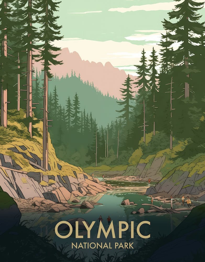 Olympic National Park Vintage Reiseposter 2