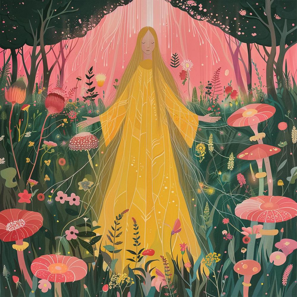 Yellow Woman In A Forest