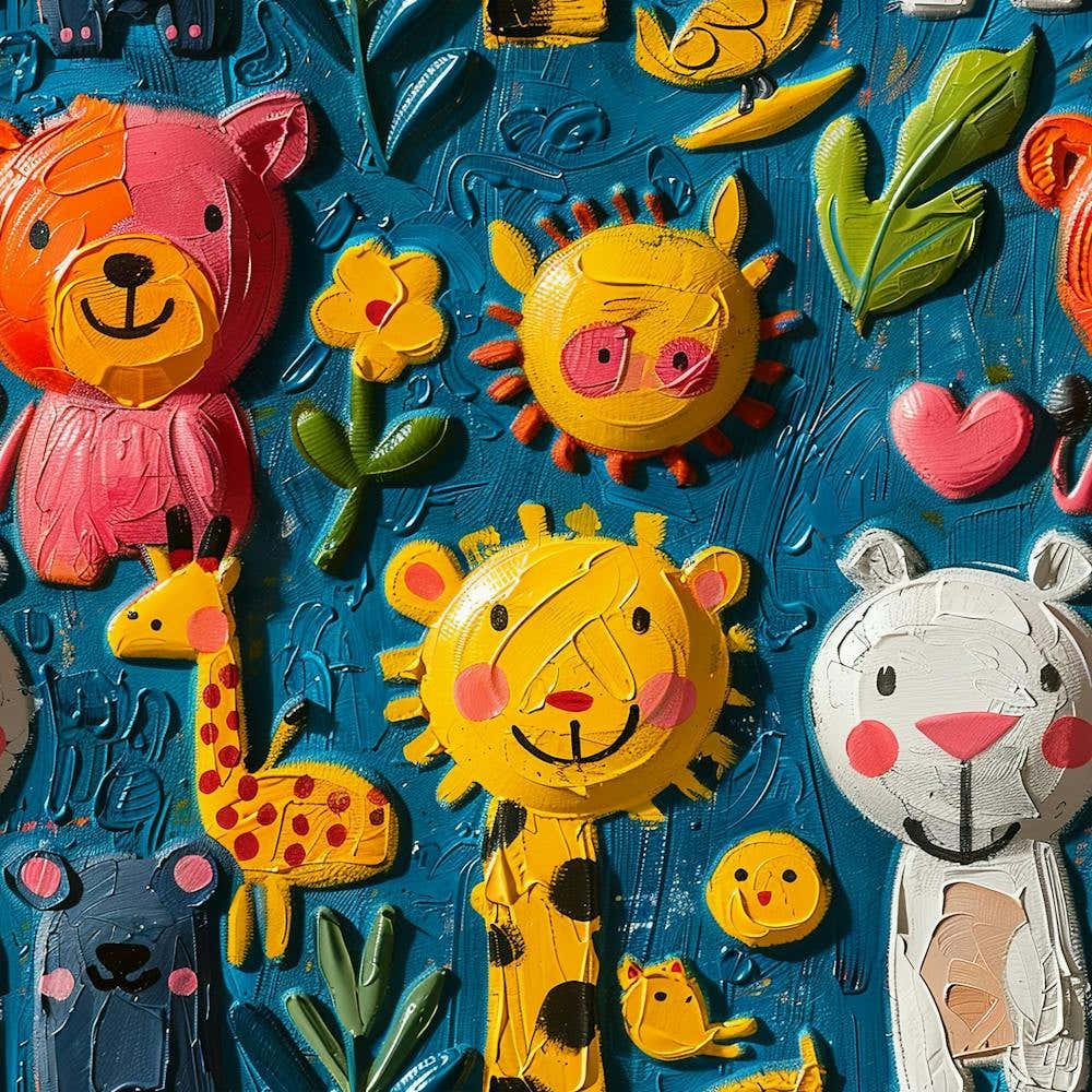 Colorful Animals On A Blue Background