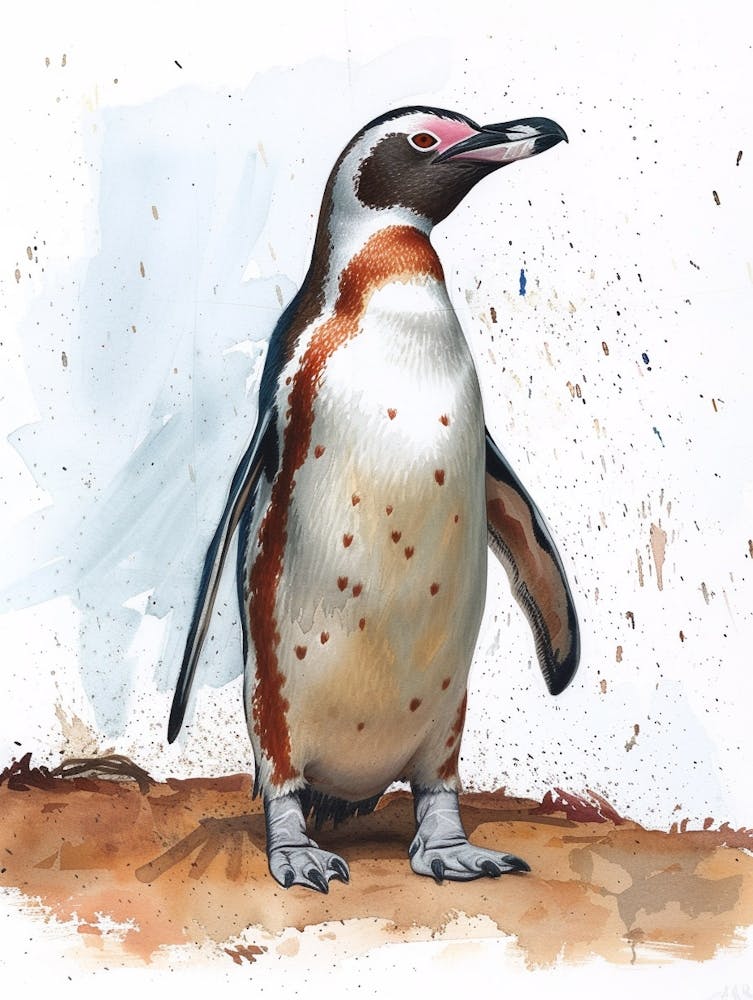 Humboldt Pinguin Gold Harbour Aquarellmalerei 2