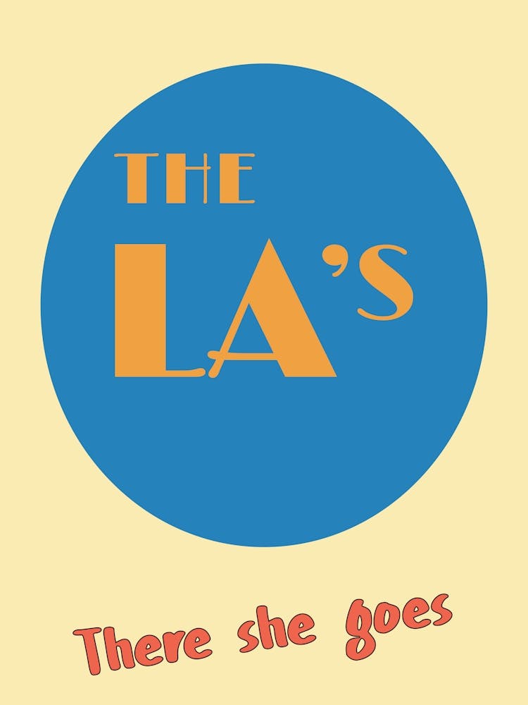 The La's Music Poster There She Goes Liverpool Mid Century Modern Song Lyrics Print Retro Print Funky Wall Art Rock Band Music Gifts
