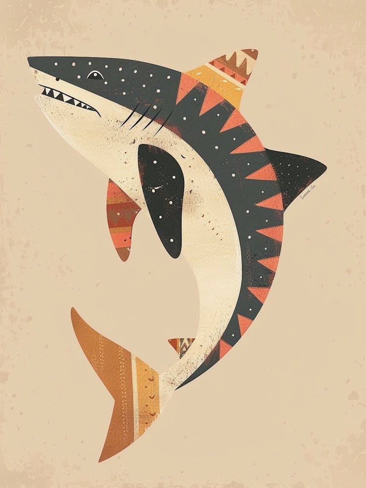 Muted Pastel Patterned Shark 2