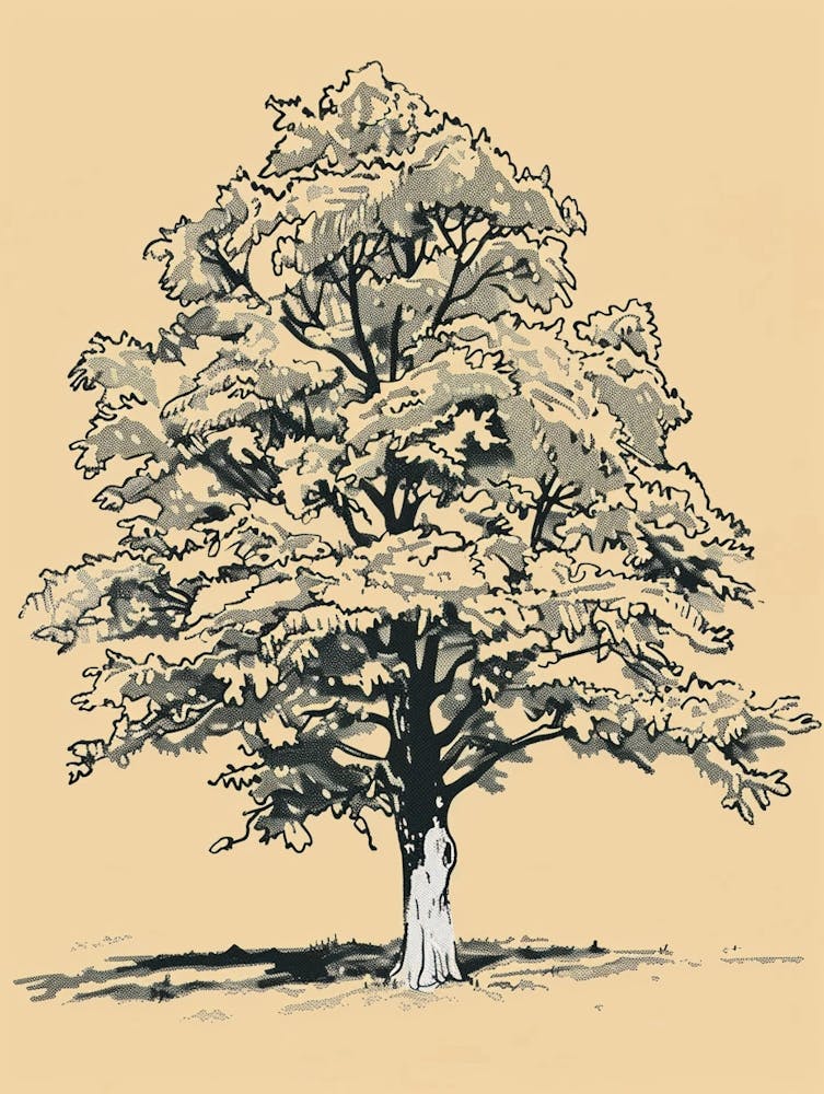 Oak Tree Minimalistic Drawing 2