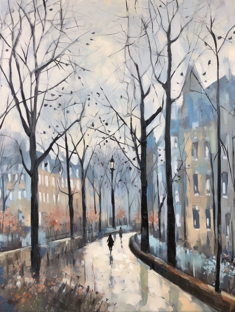 Winter City Park Painting Holland Park London 1