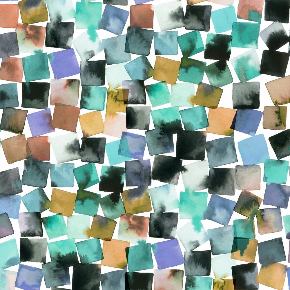 Watercolor Plaids Aqua Square