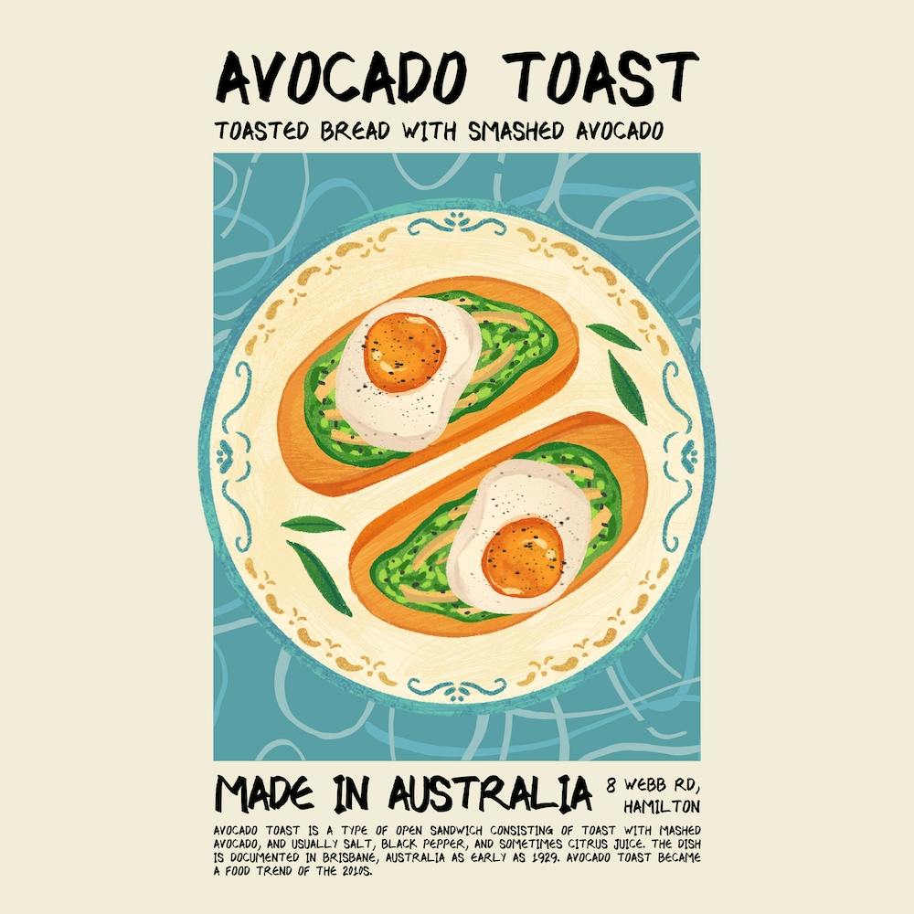 Avocado Toast Blaues Quadrat