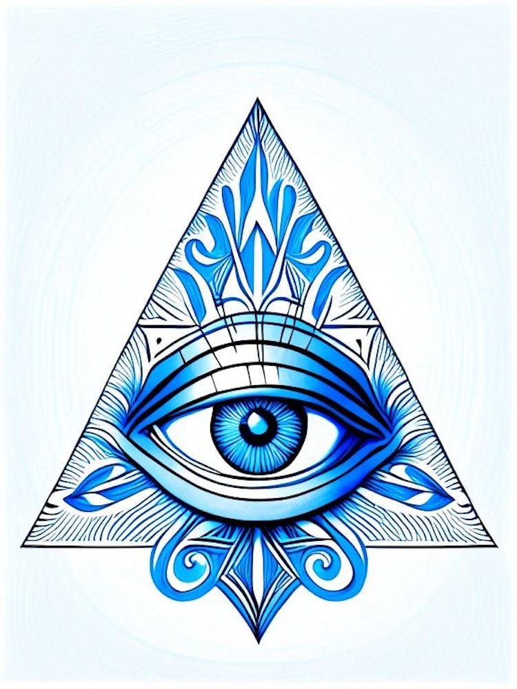 Pineal Gland, Symbol, Third Eye Blue & White 3