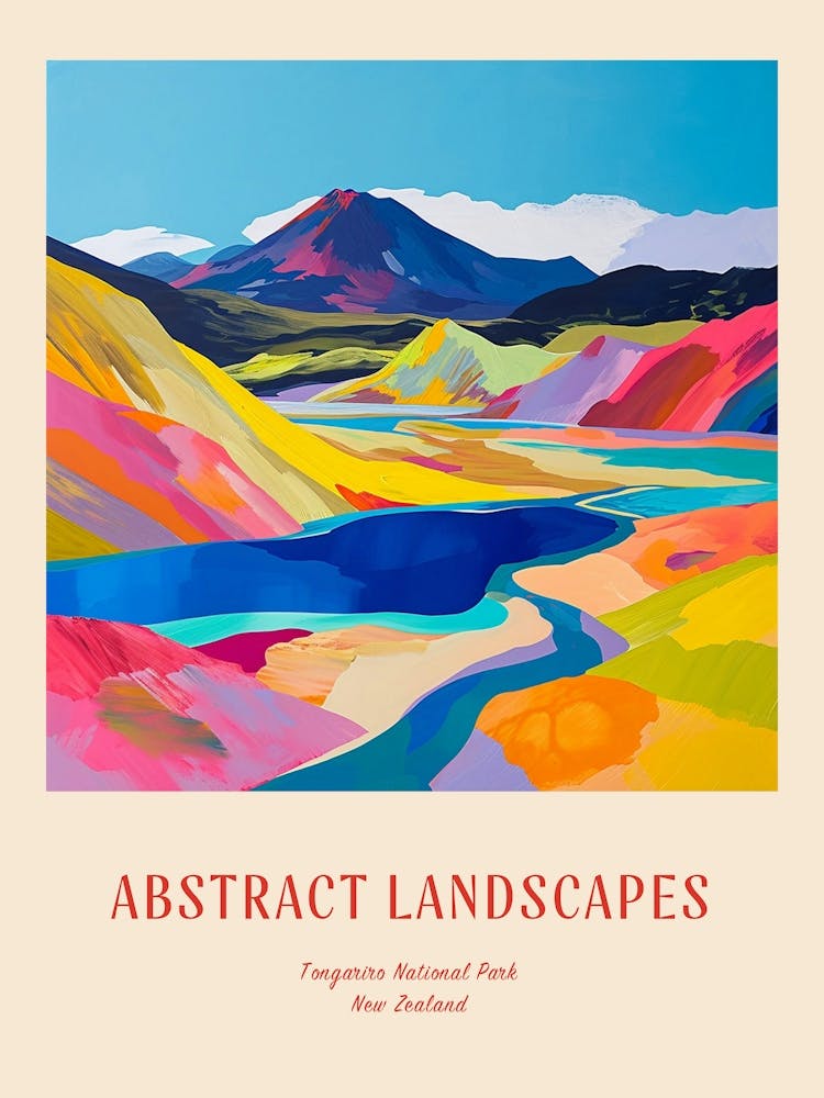 Colourful Abstract Tongariro National Park New Zealand 1 Poster