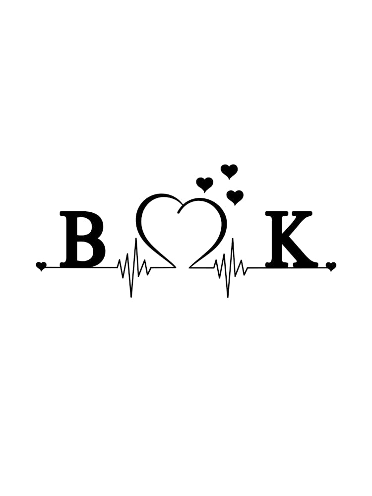 Personalized Couple Name Initial B And K Monogram