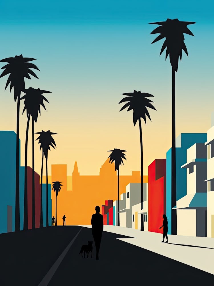 Venice Beach California, Usa, Bold Outlines 3