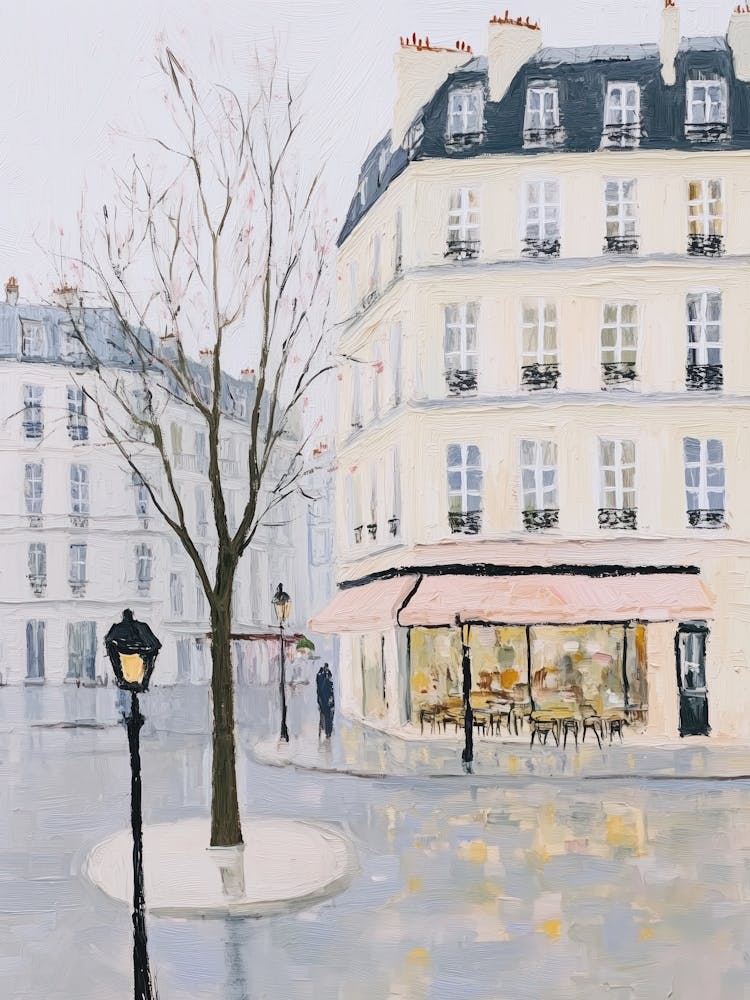 Paris Painting Coffee Shop Watercolor Parisian Scene Illustration France Travel