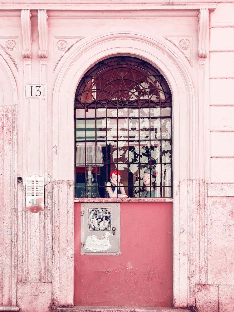 Girls Chat In Pink, Rome