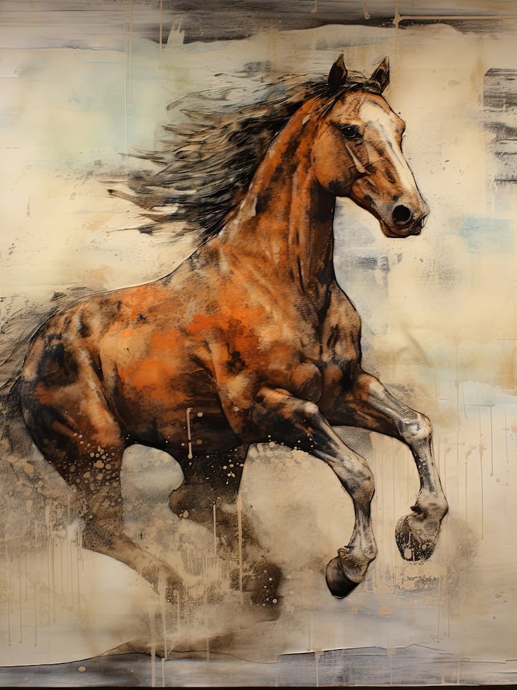 A Horse Painting In The Style Of Encaustic Painting 4
