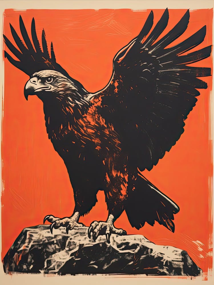 Eagle, Woodblock Animal  Drawing 2